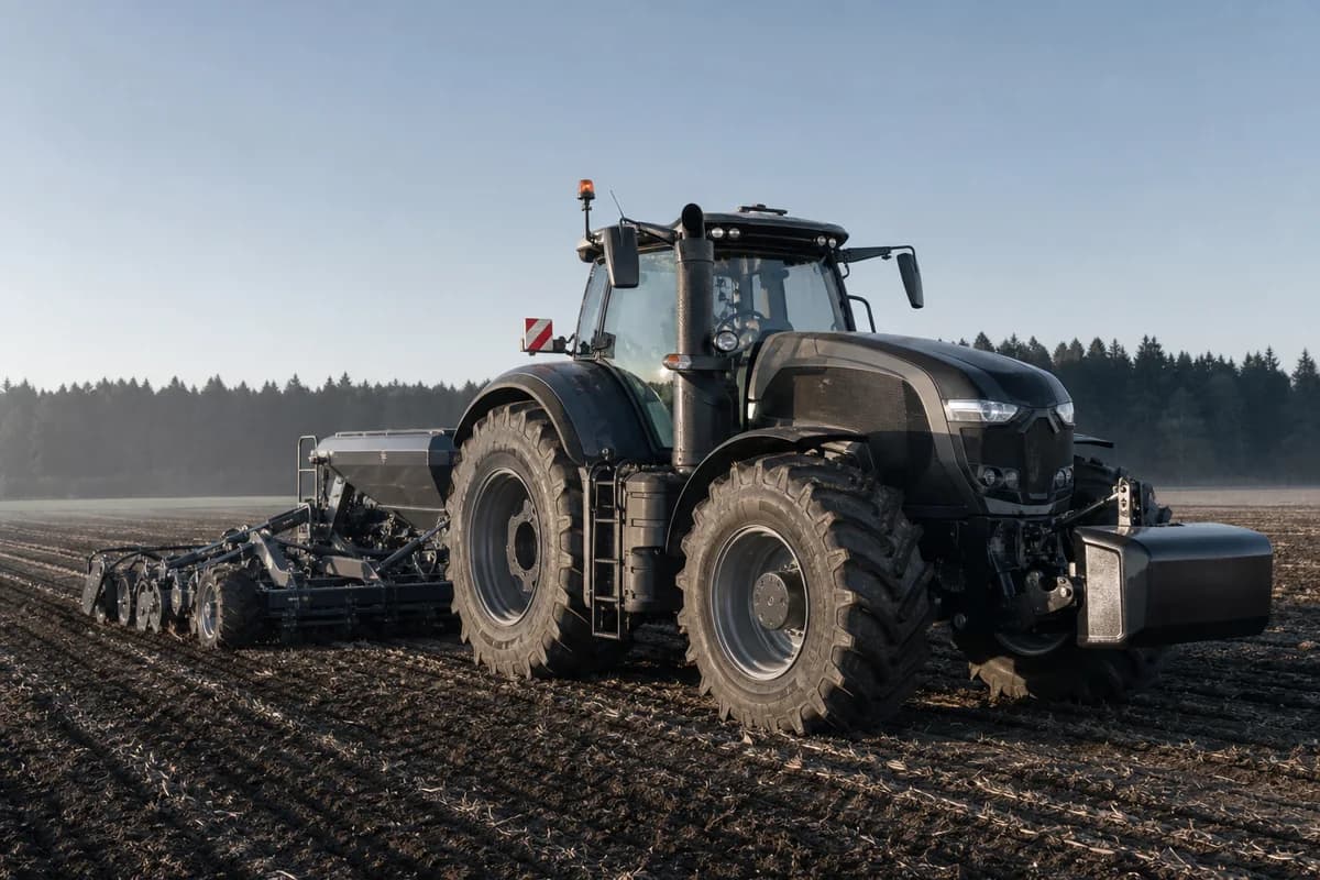 Modern agricultural tractor prepared for field work